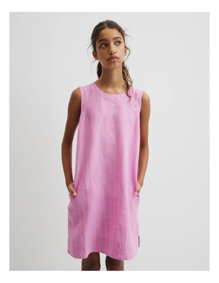 Teen Vertical Stripe Mini Dress in Bubblegum image 2
