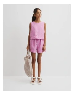 Teen Linen Tank in Bubblegum Stripe