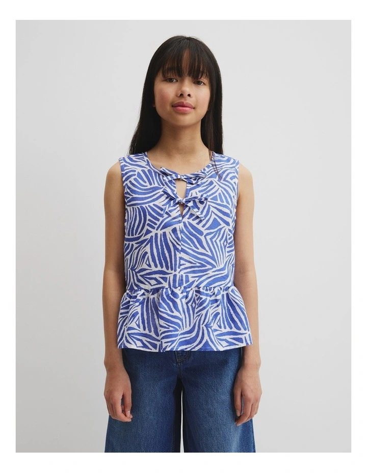 Teen Animal Peplum Top in Cobalt image 2