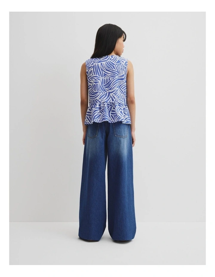 Teen Animal Peplum Top in Cobalt image 4