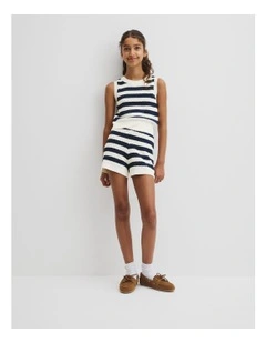 Teen Stripe Knit Short in Ink