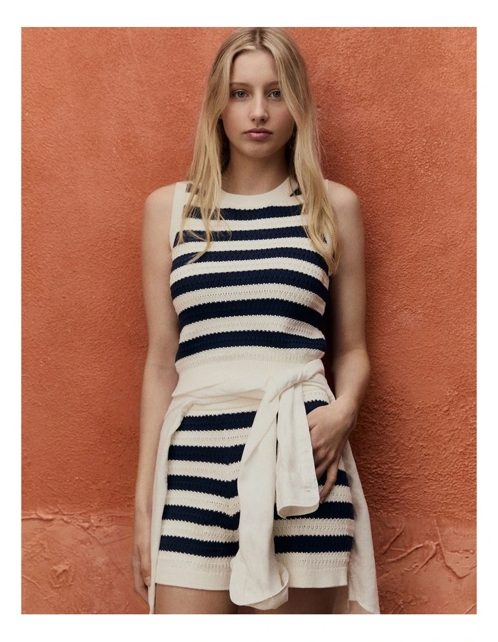 Teen Stripe Knit Short in Ink image 2