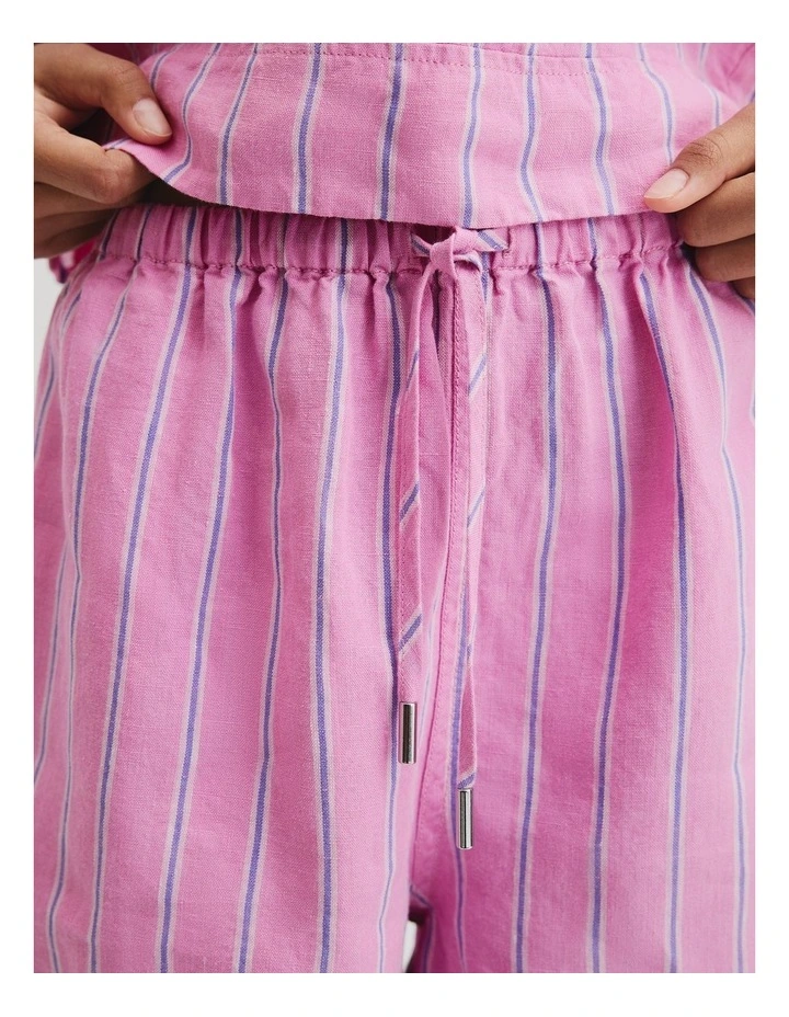 Teen Linen Short in Bubblegum Stripe image 3