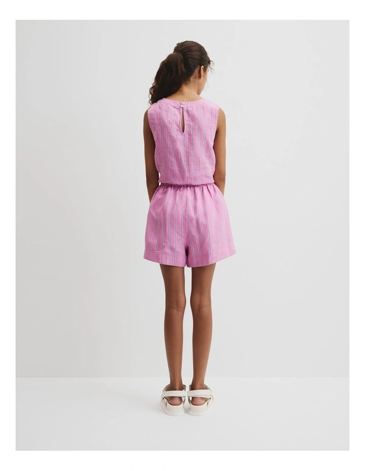 Teen Linen Short in Bubblegum Stripe image 4