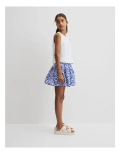 Teen Animal Print Skirt in Cobalt