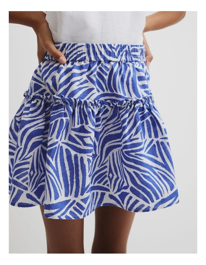 Teen Animal Print Skirt in Cobalt image 3