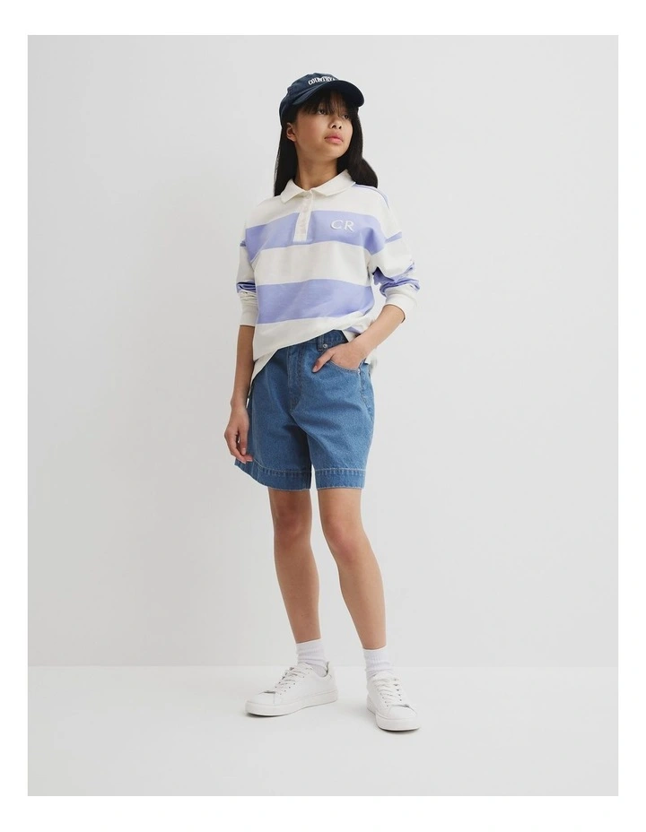 Teen Stripe Rugby Top in Powder Blue Multi image 1
