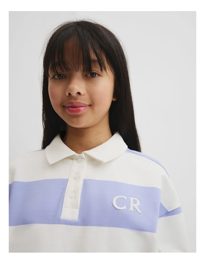Teen Stripe Rugby Top in Powder Blue Multi image 3