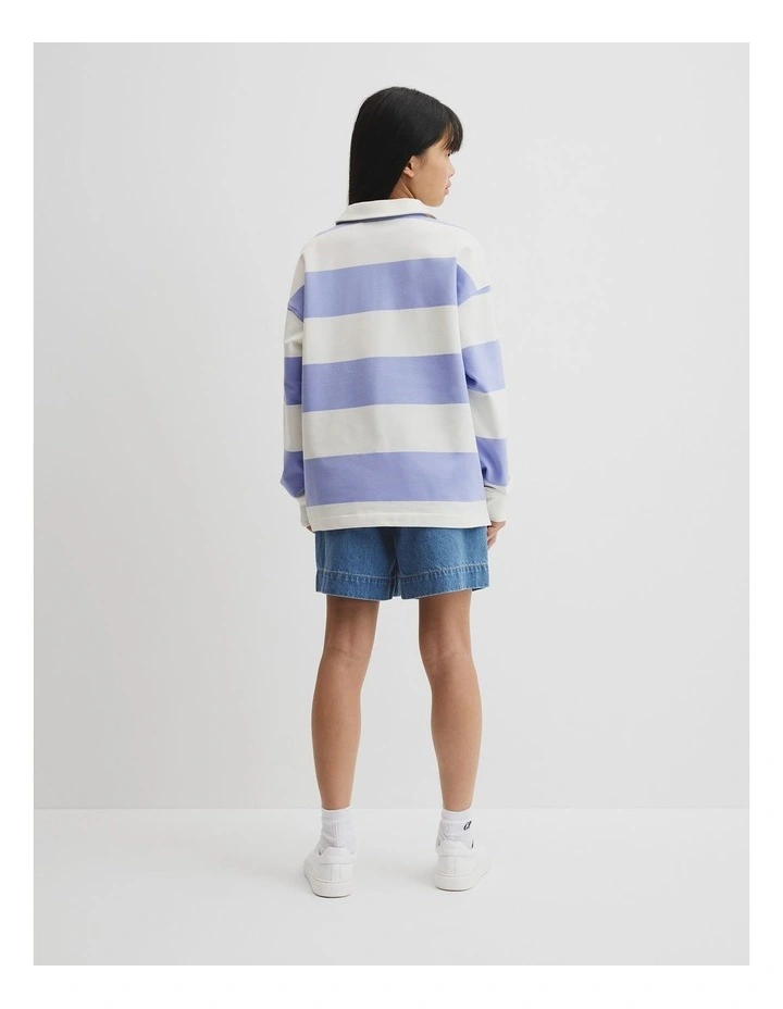 Teen Stripe Rugby Top in Powder Blue Multi image 4