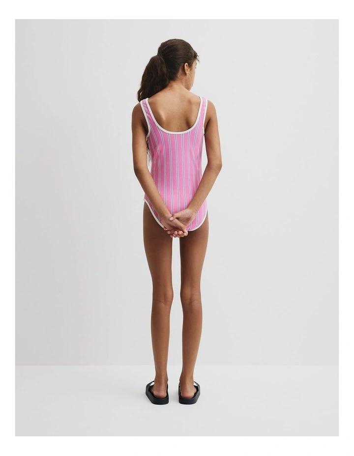 Teen Vertical Stripe Swimsuit in Bubblegum image 4