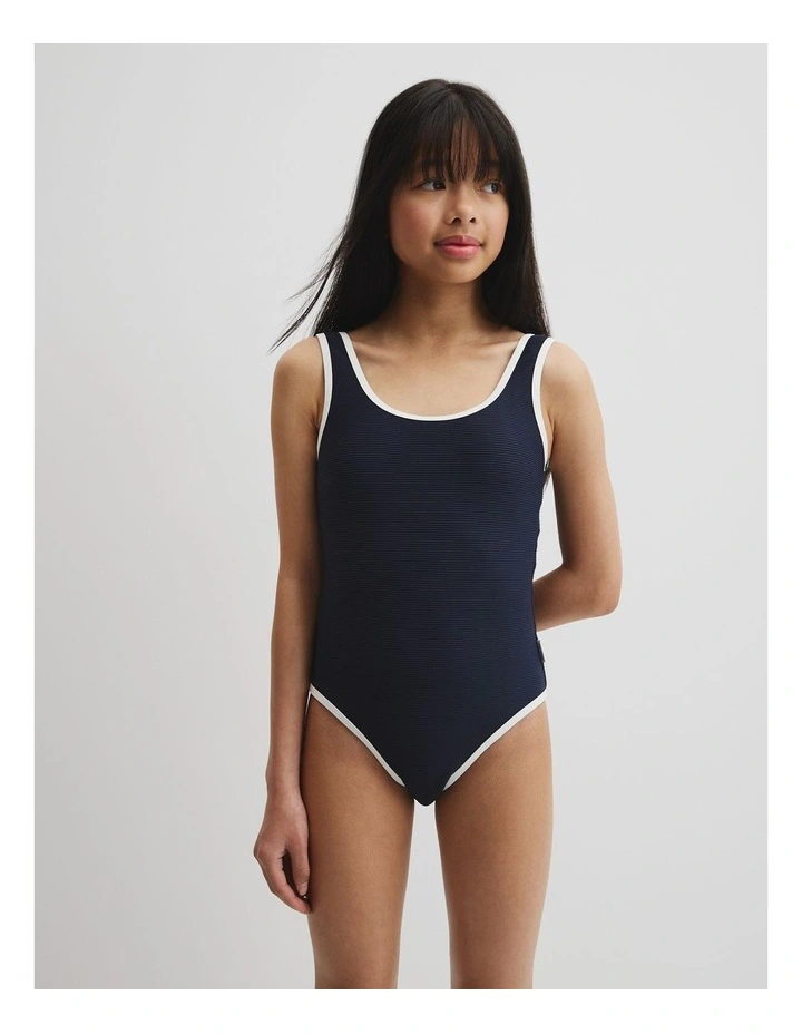 Teen Contrast Bind Swimsuit in Ink image 2