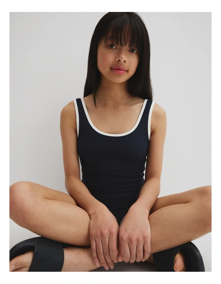 Teen Contrast Bind Swimsuit in Ink image 3