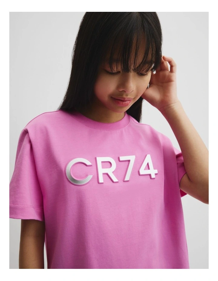 Teen Recycled Cotton Blend Longline Logo T-shirt in Bubblegum image 3