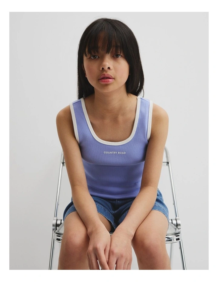 Teen Rib Tank in Powder Blue image 2