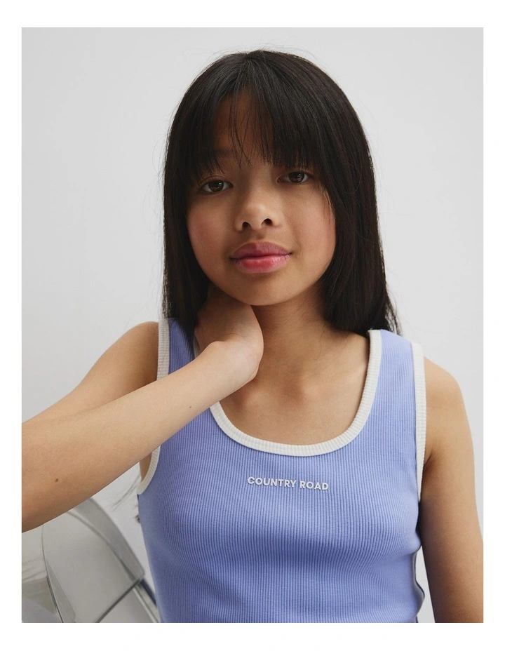 Teen Rib Tank in Powder Blue image 3