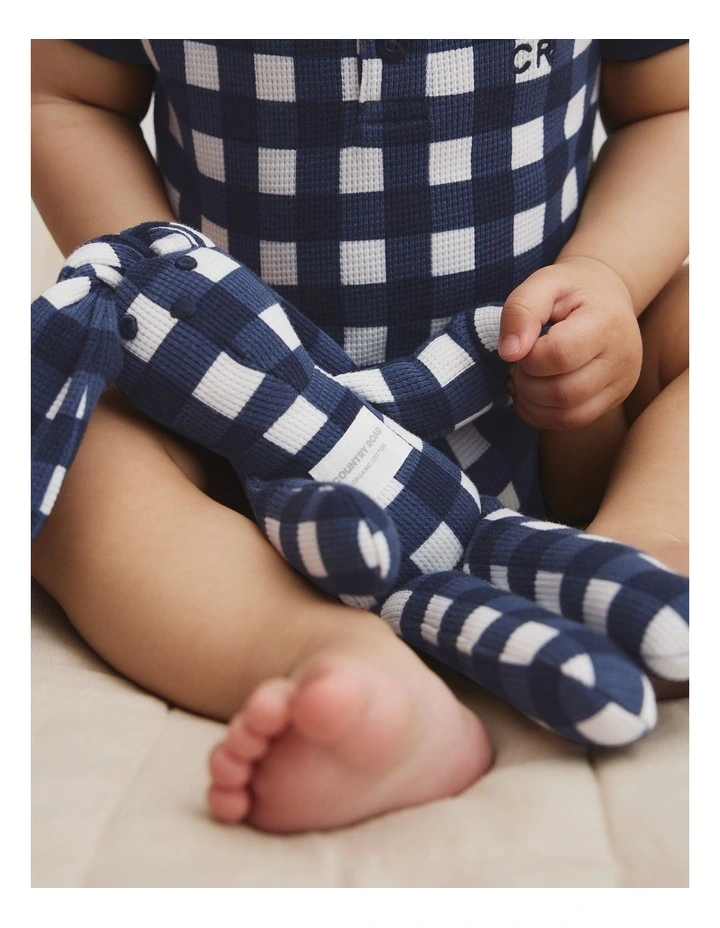 Organically Grown Cotton Gingham Print Bunny in Navy image 2