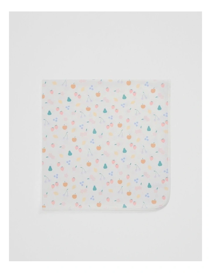 Organically Grown Cotton Fruit Print Blanket in Marsh Multi image 1