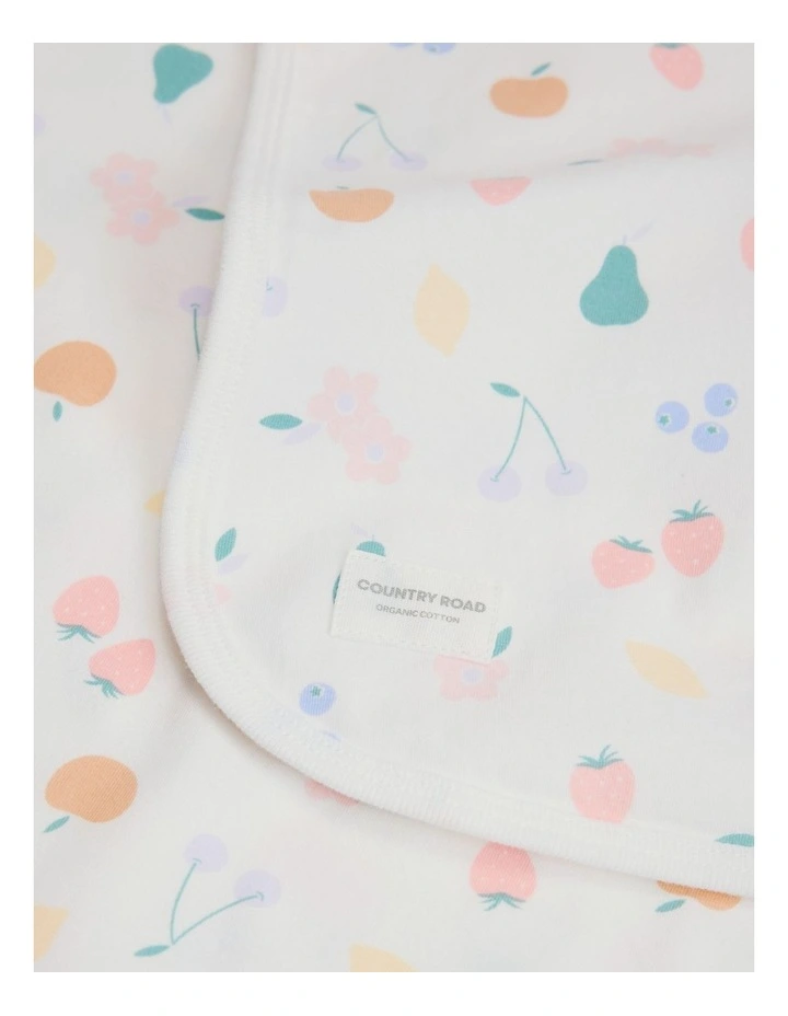 Organically Grown Cotton Fruit Print Blanket in Marsh Multi image 2