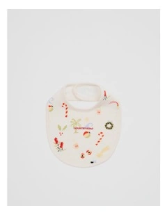 Organically Grown Cotton Festive Print Bib in Multi