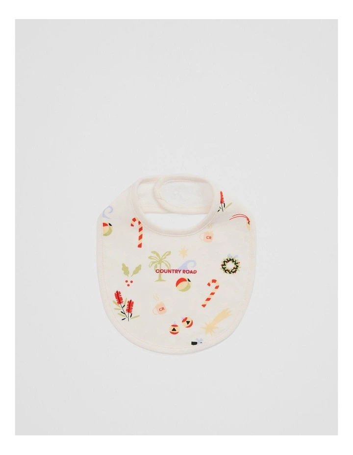 Organically Grown Cotton Festive Print Bib in Multi image 1
