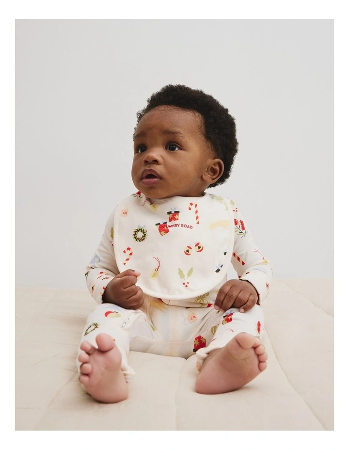 Organically Grown Cotton Festive Print Bib in Multi image 2
