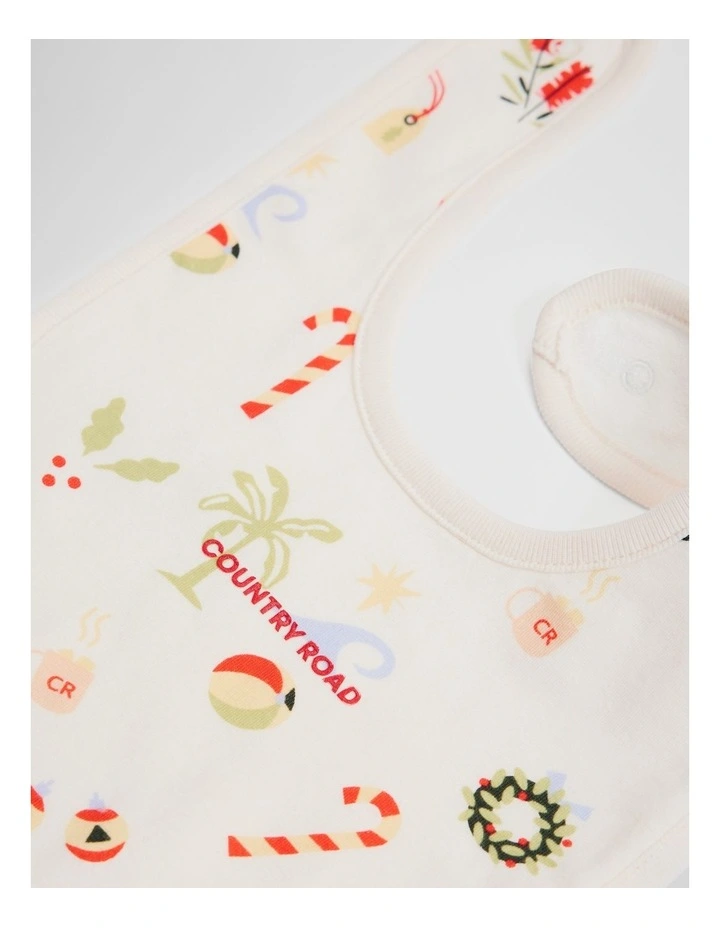 Organically Grown Cotton Festive Print Bib in Multi image 3