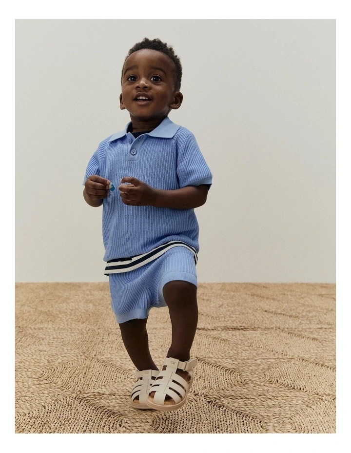 Organically Grown Cotton Knit Polo in Cloud image 2