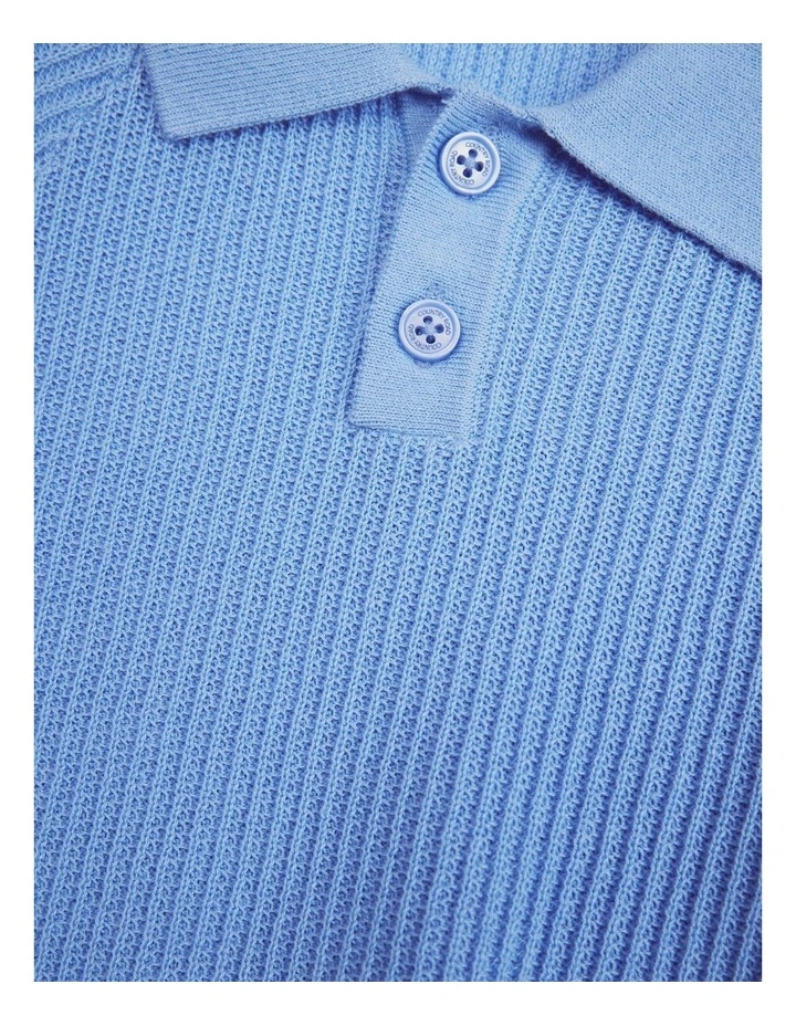 Organically Grown Cotton Knit Polo in Cloud image 3