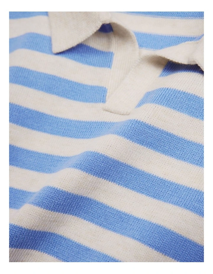 Organically Grown Cotton Stripe Knit Polo in Cloud Stripe image 5