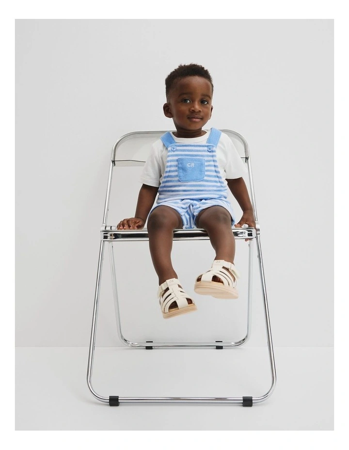 Organically Grown Cotton Terry Overall in Cloud Stripe image 1