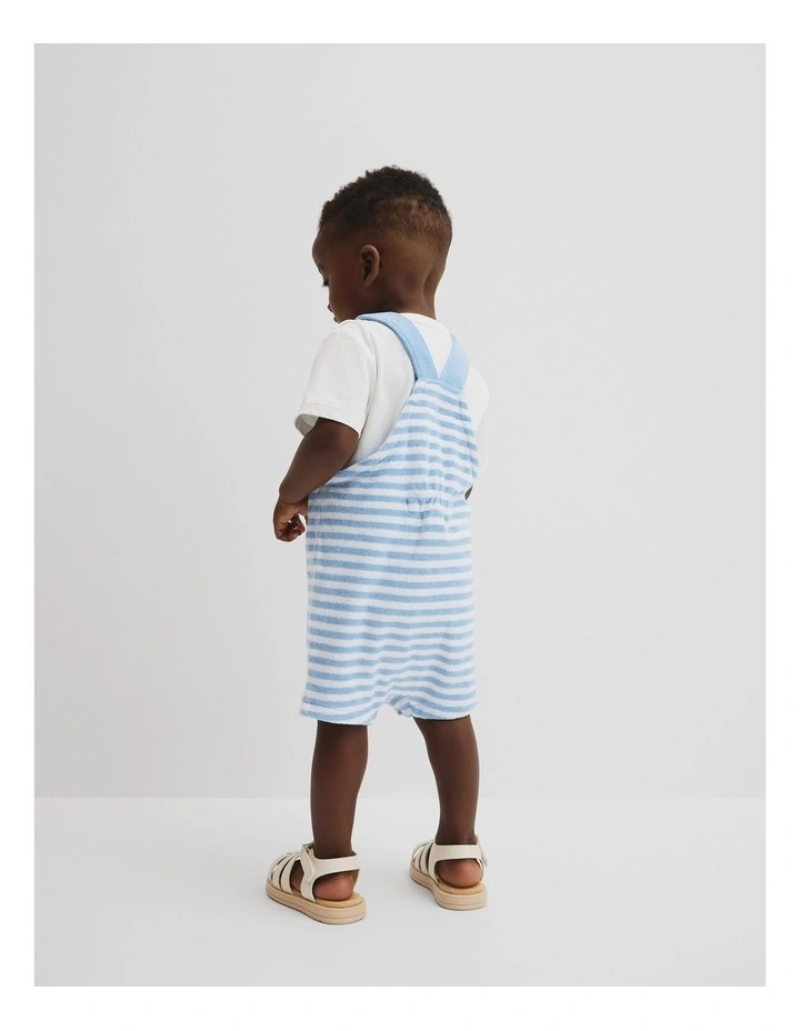 Organically Grown Cotton Terry Overall in Cloud Stripe image 3