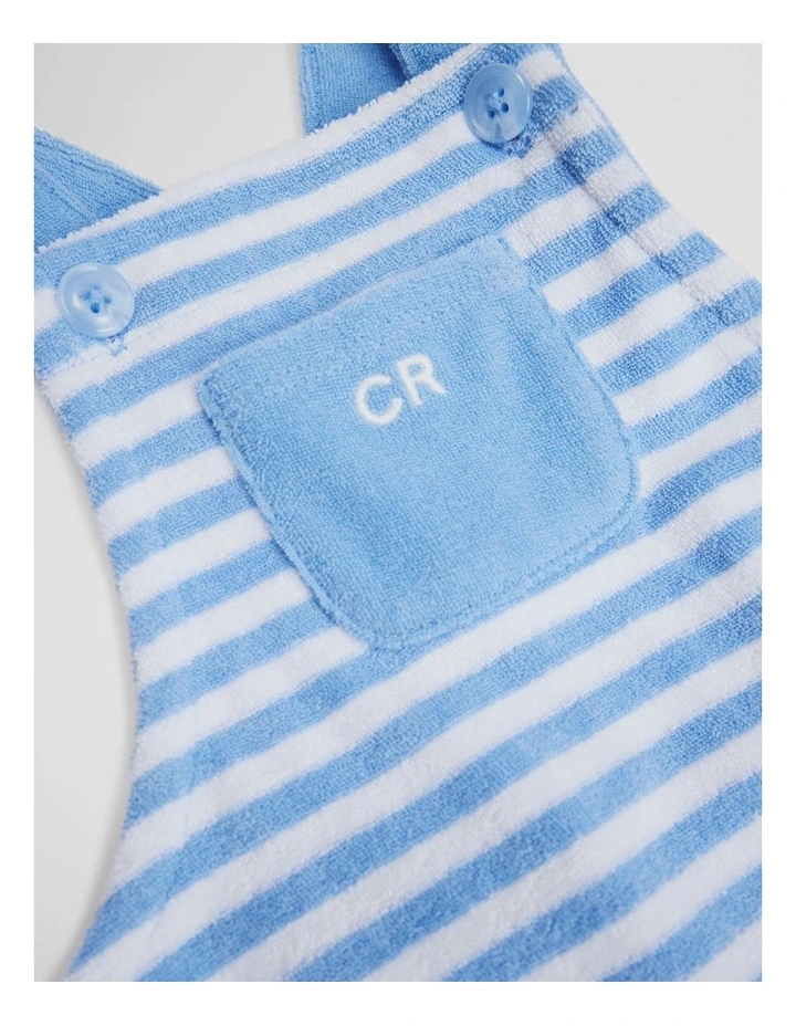 Organically Grown Cotton Terry Overall in Cloud Stripe image 5