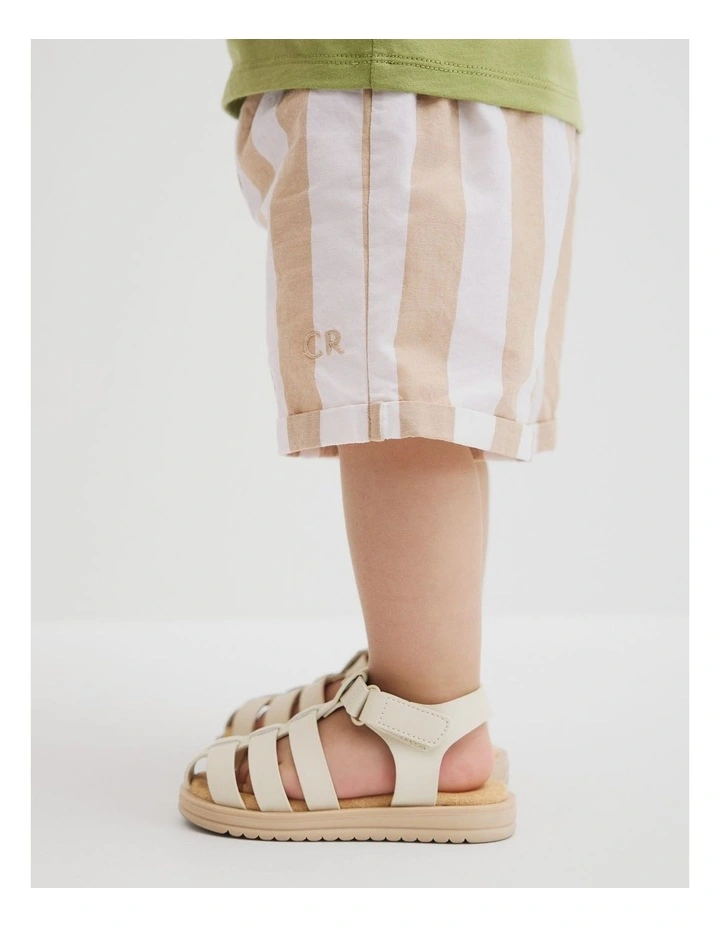 Organically Grown Cotton Blend Stripe Pull-on Short in Latte image 2