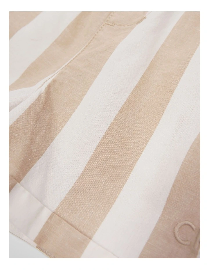 Organically Grown Cotton Blend Stripe Pull-on Short in Latte image 5
