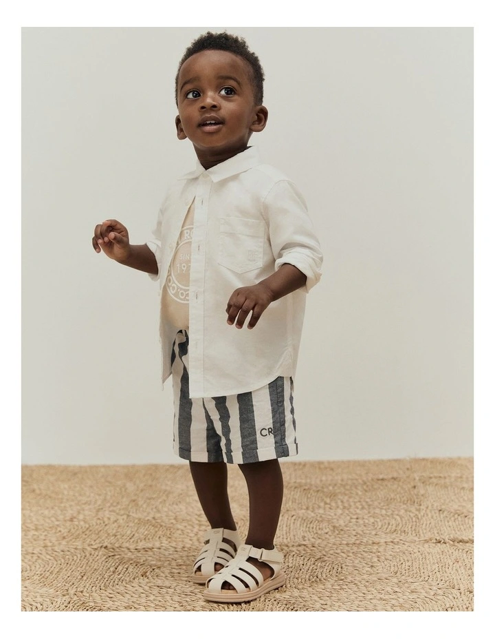 Organically Grown Cotton Blend Stripe Pull-on Short in Navy image 2