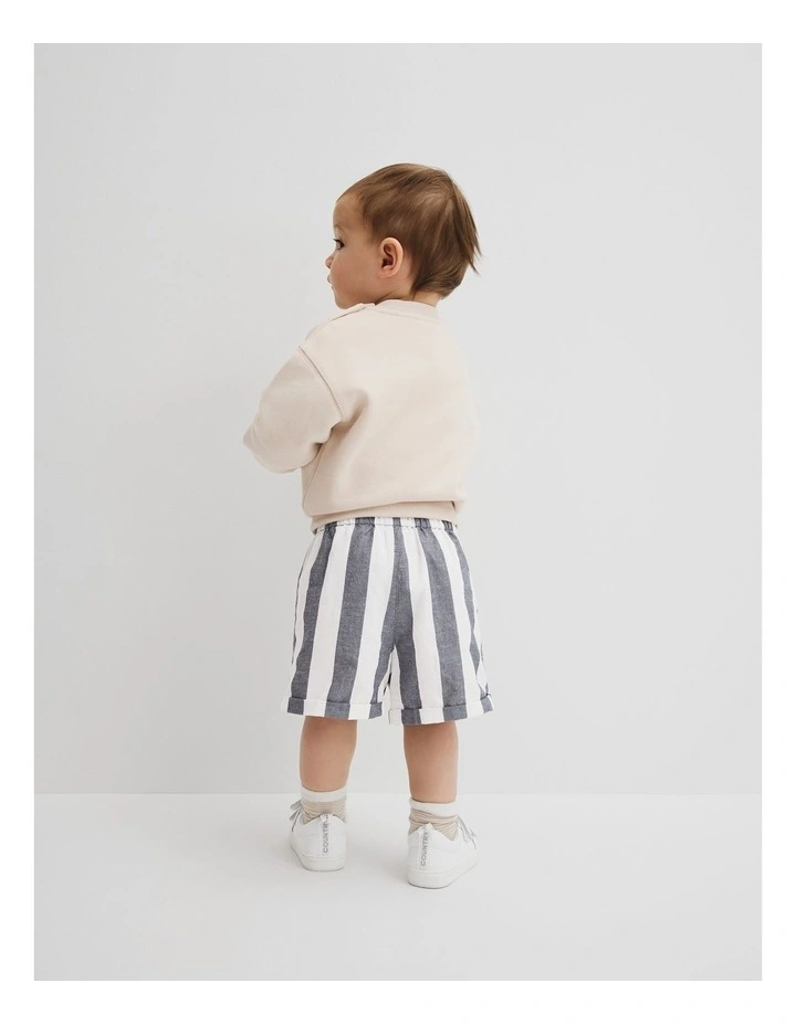 Organically Grown Cotton Blend Stripe Pull-on Short in Navy image 4
