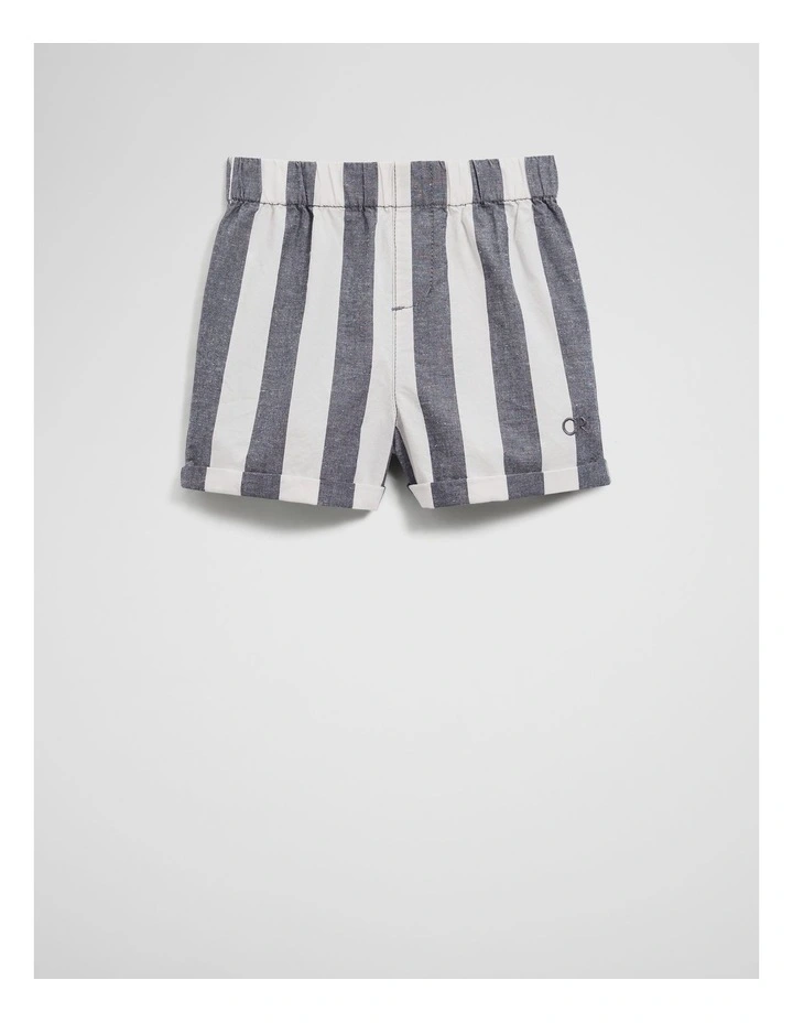 Organically Grown Cotton Blend Stripe Pull-on Short in Navy image 5
