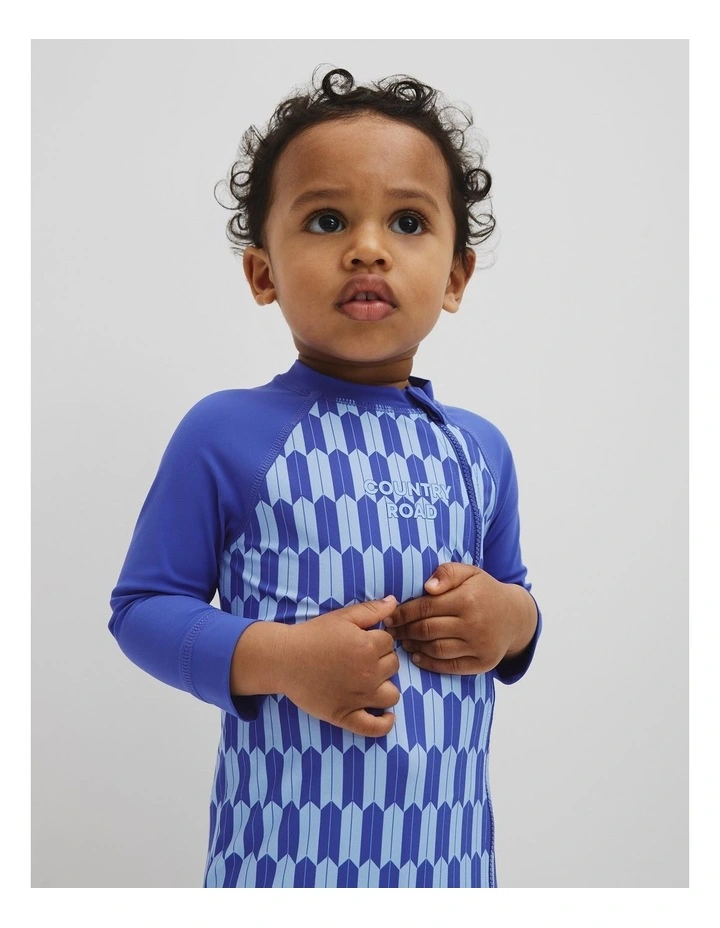 Geometric Logo Swimsuit in Cobalt Blue image 2