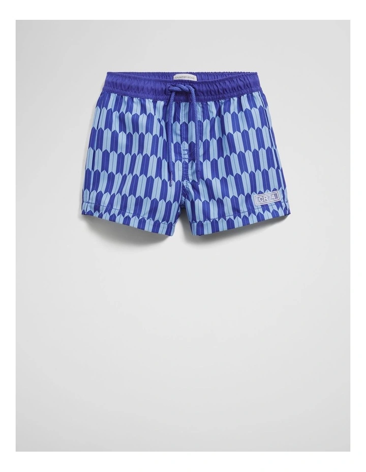Geometric Board Short in Cobalt Blue image 1