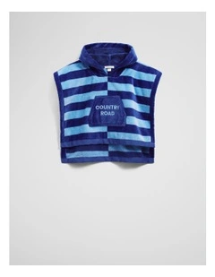 Block Stripe Poncho in Cobalt Blue