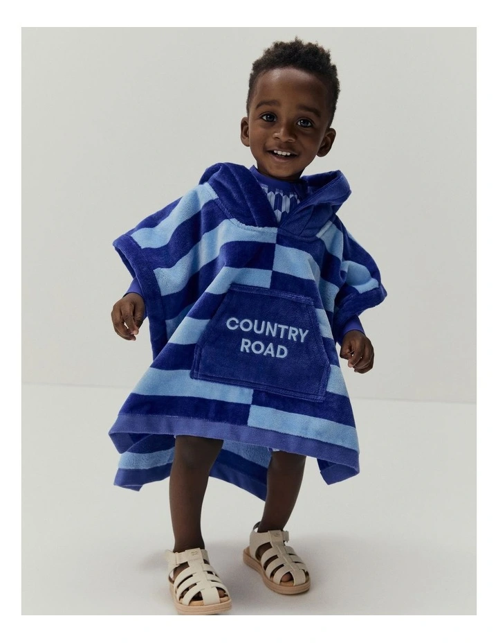 Block Stripe Poncho in Cobalt Blue image 2