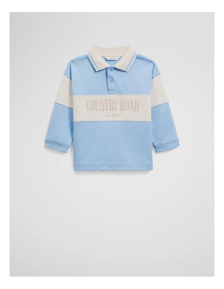 Organically Grown Cotton Logo Rugby T-shirt in Cloud image 1