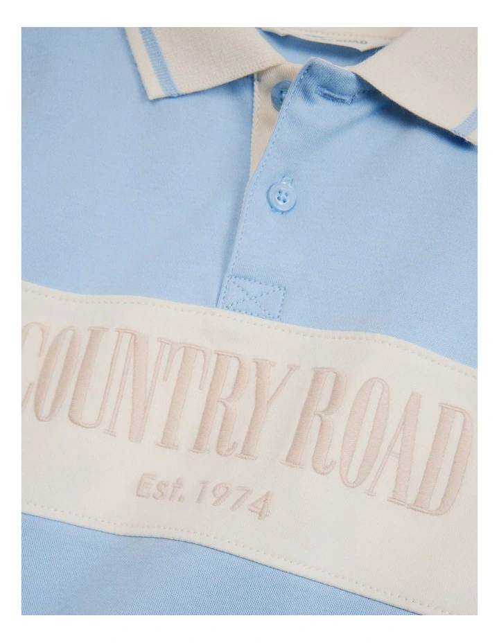 Organically Grown Cotton Logo Rugby T-shirt in Cloud image 2