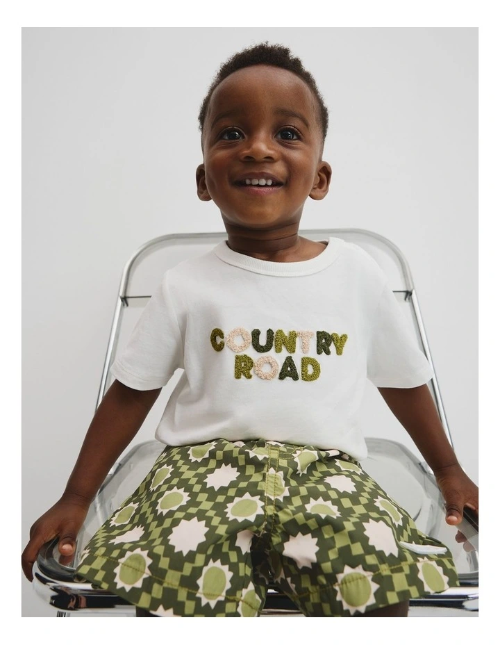 Organically Grown Cotton Boucle Logo T-shirt in Marshmallow image 2