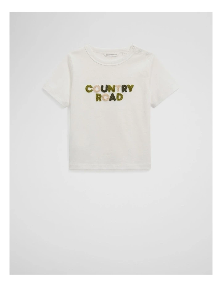 Organically Grown Cotton Boucle Logo T-shirt in Marshmallow image 4