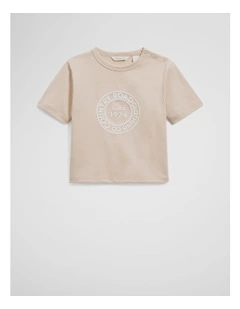 Australian Cotton Oversize Circle Logo T-shirt in Oat