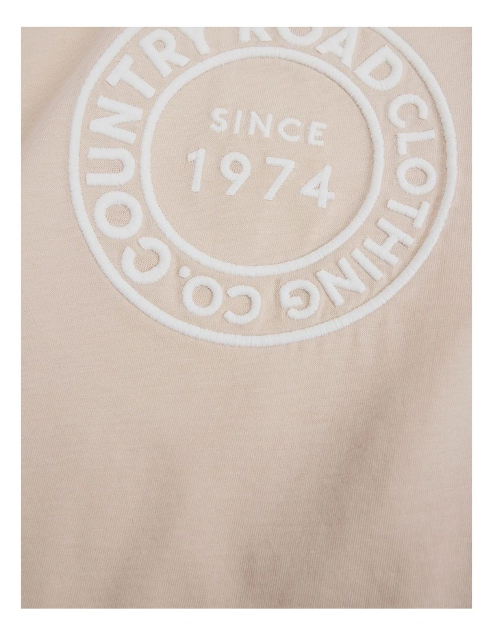 Australian Cotton Oversize Circle Logo T-shirt in Oat image 3