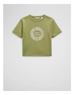 Australian Cotton Oversize Circle Logo T-shirt in Pear