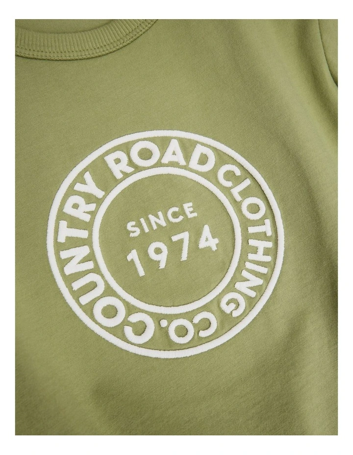 Australian Cotton Oversize Circle Logo T-shirt in Pear image 2