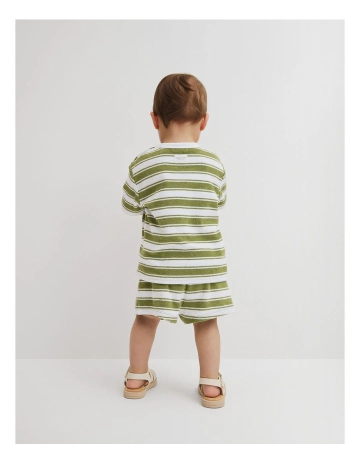 Relaxed Terry T-shirt in Pear Stripe image 3